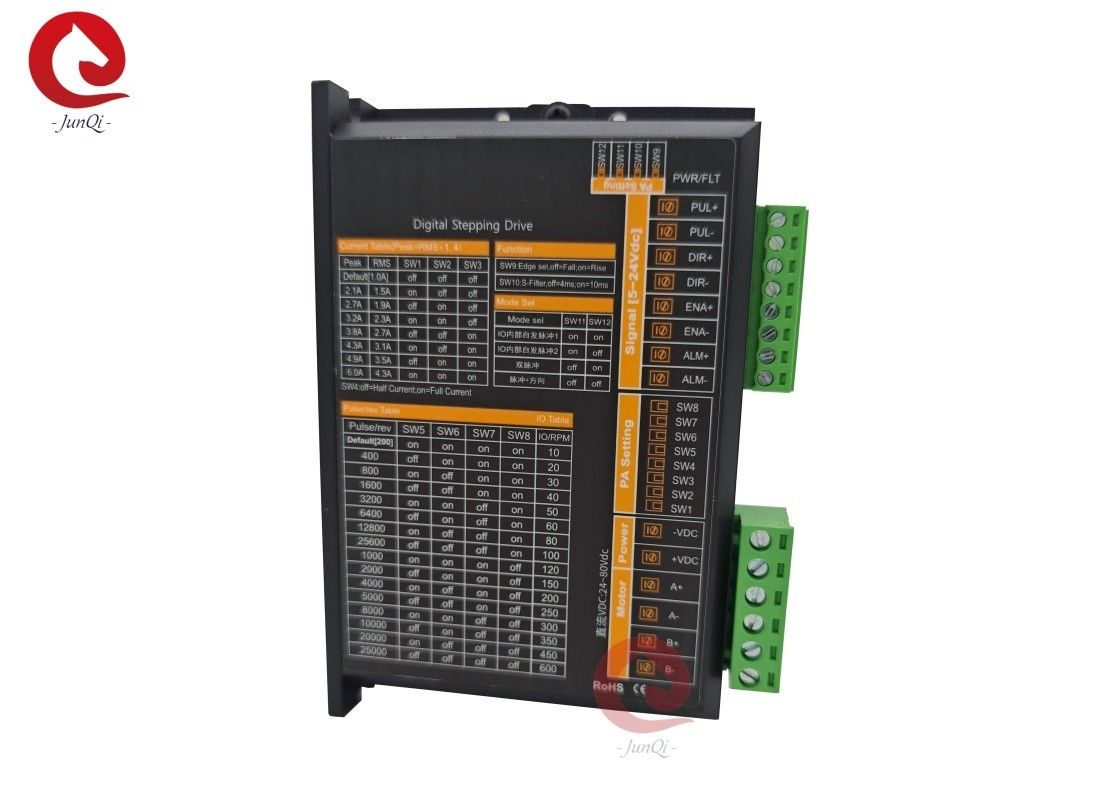 JQ6A 2-ফেজ স্টেপার মোটর ড্রাইভার 24-80VDC 1-6A Nema17 Nema 23 Nema34 এর জন্য স্টেপার মোটর নিয়ামক